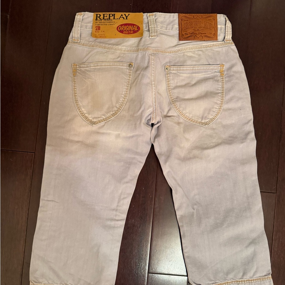 Replay Jeans Women's Size 26 Bermuda Shorts distressed Button Fly Denim skater